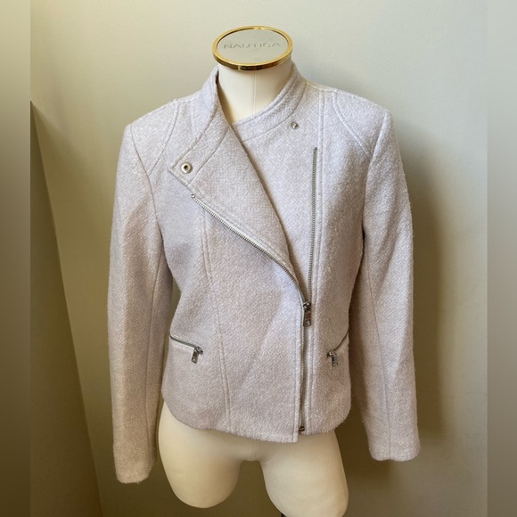 BANANA REPUBLIC Cream Color Wool Moto Jacket | Size Small - Picture 2 of 11